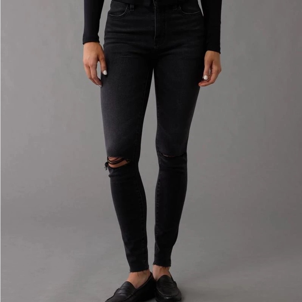 American Eagle Black Skinny Jeans Distressed